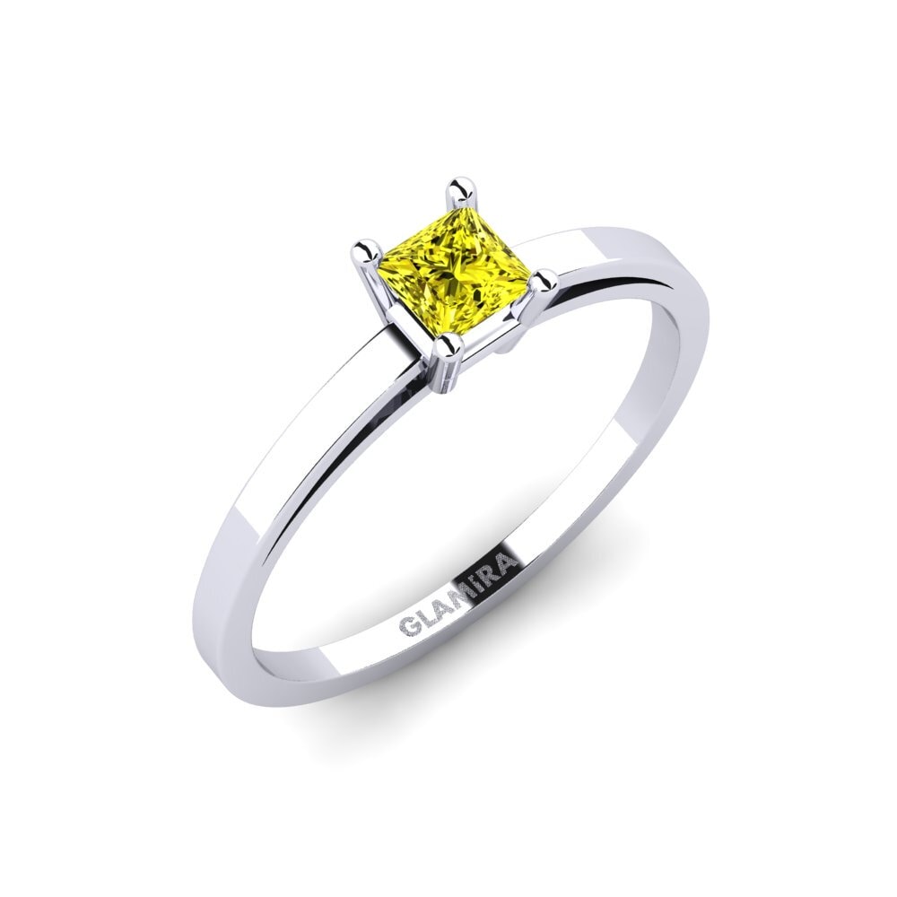 Białe Złoto 375 Żółty Diament Pierścionek Tongoy