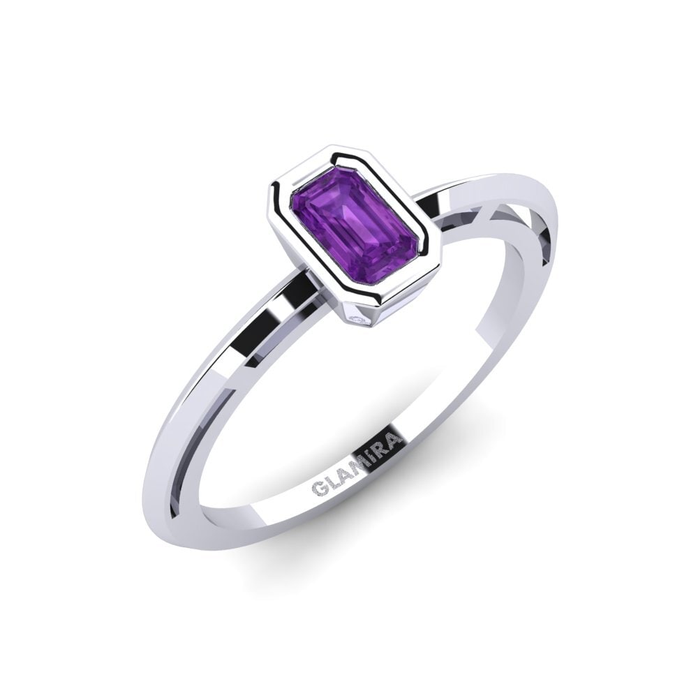 925 Silver Emerald Cut Amethyst Ring Turenne