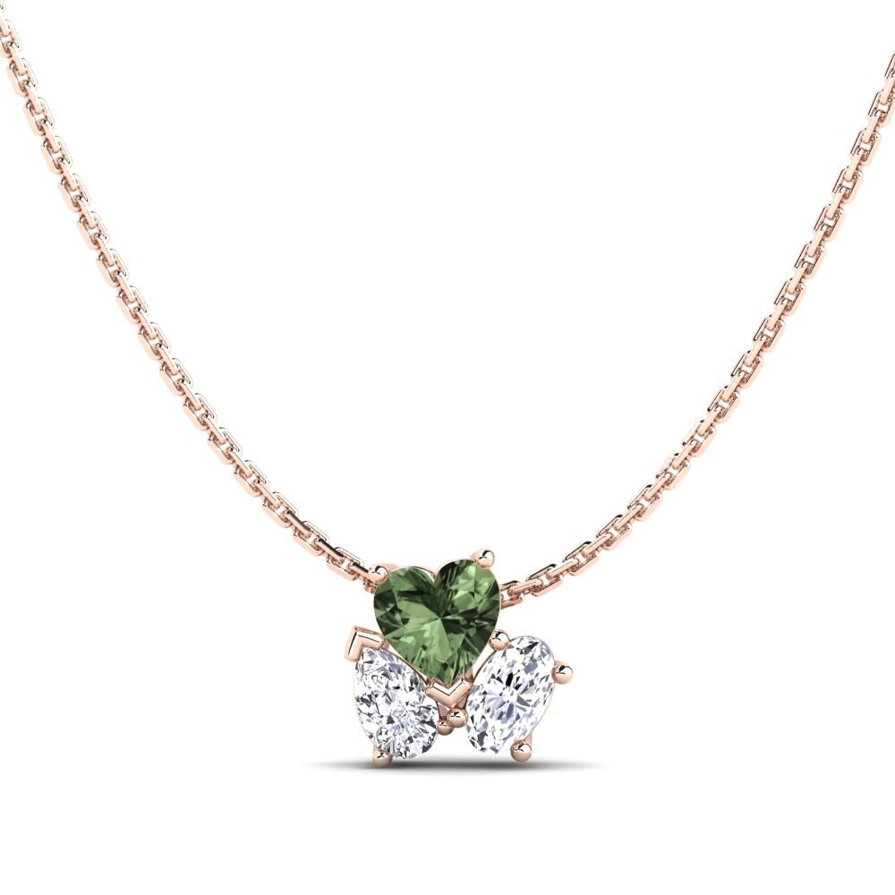 14k Oro Rosa Zafiro Verde Colgante de Mujer Vauxhall
