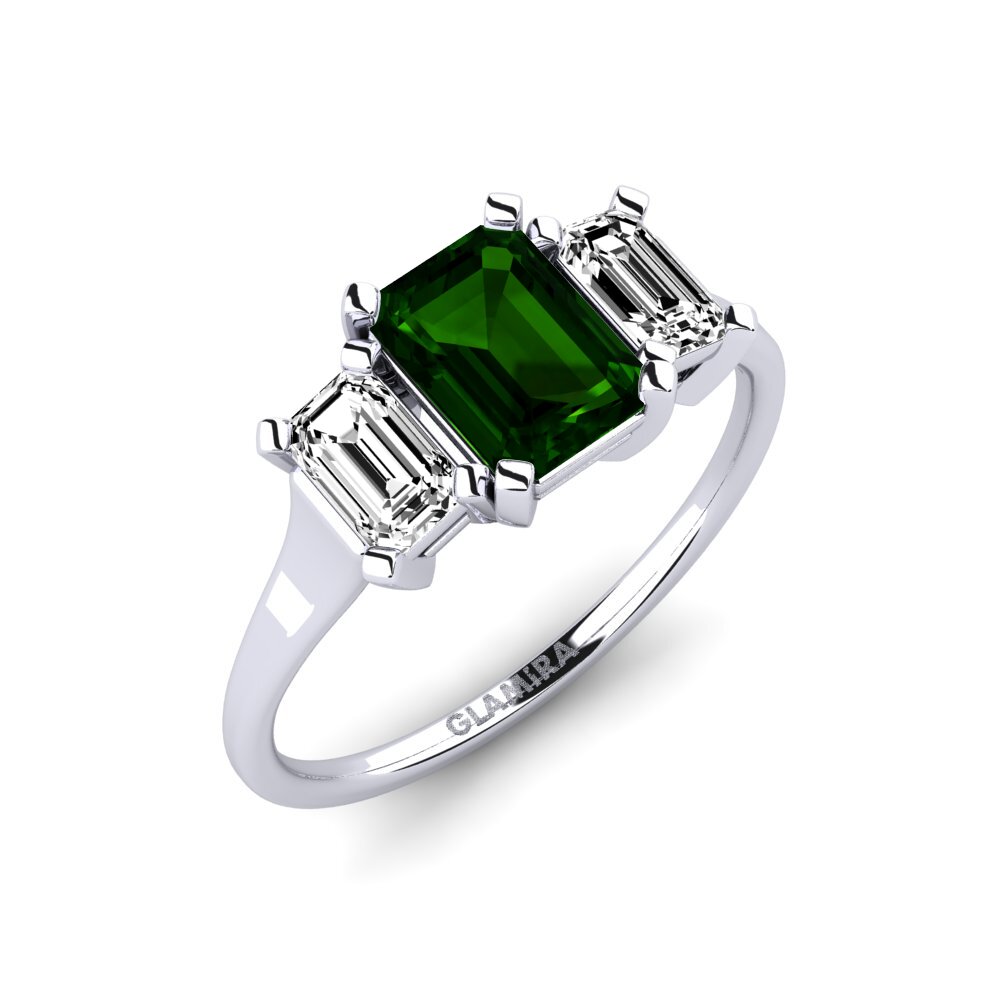 925 Prata de lei Turmalina Verde Anel Velourae