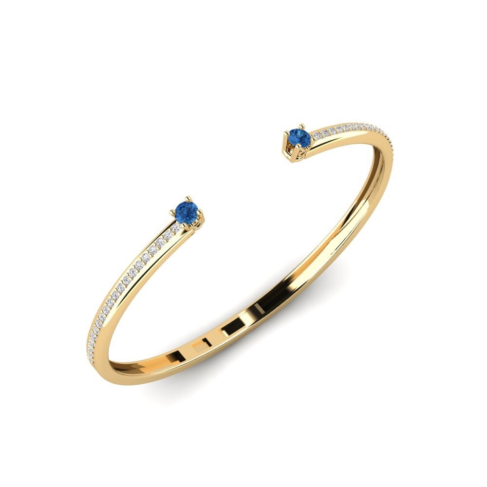 14ct Yellow Gold Round Dark Blue Zirconia Women's Bracelet Vintina