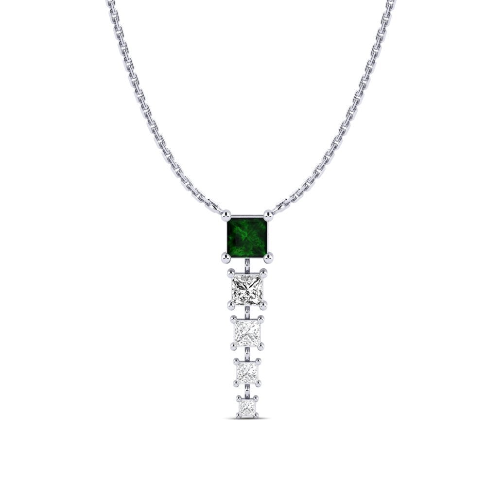 Plata 925 Turmalina verde Collar de Mujer Zhaksy