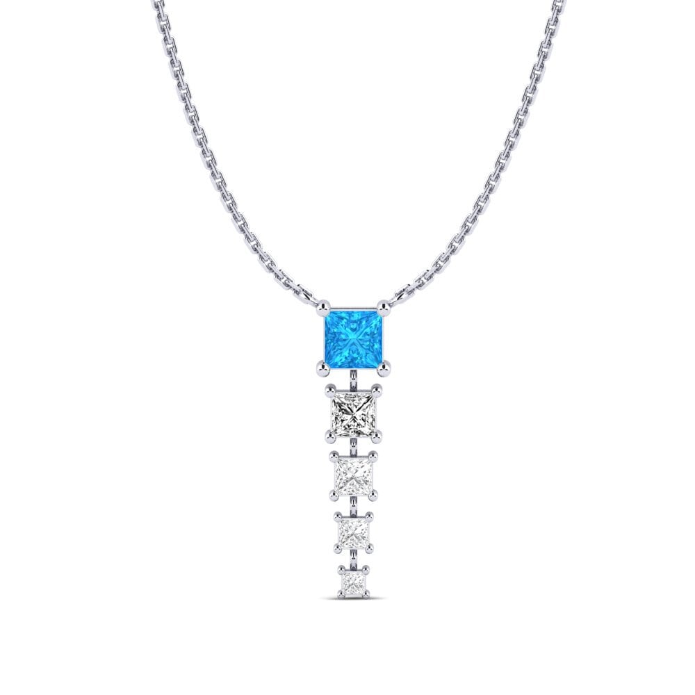 Plata 925 Topacio azul Collar de Mujer Zhaksy