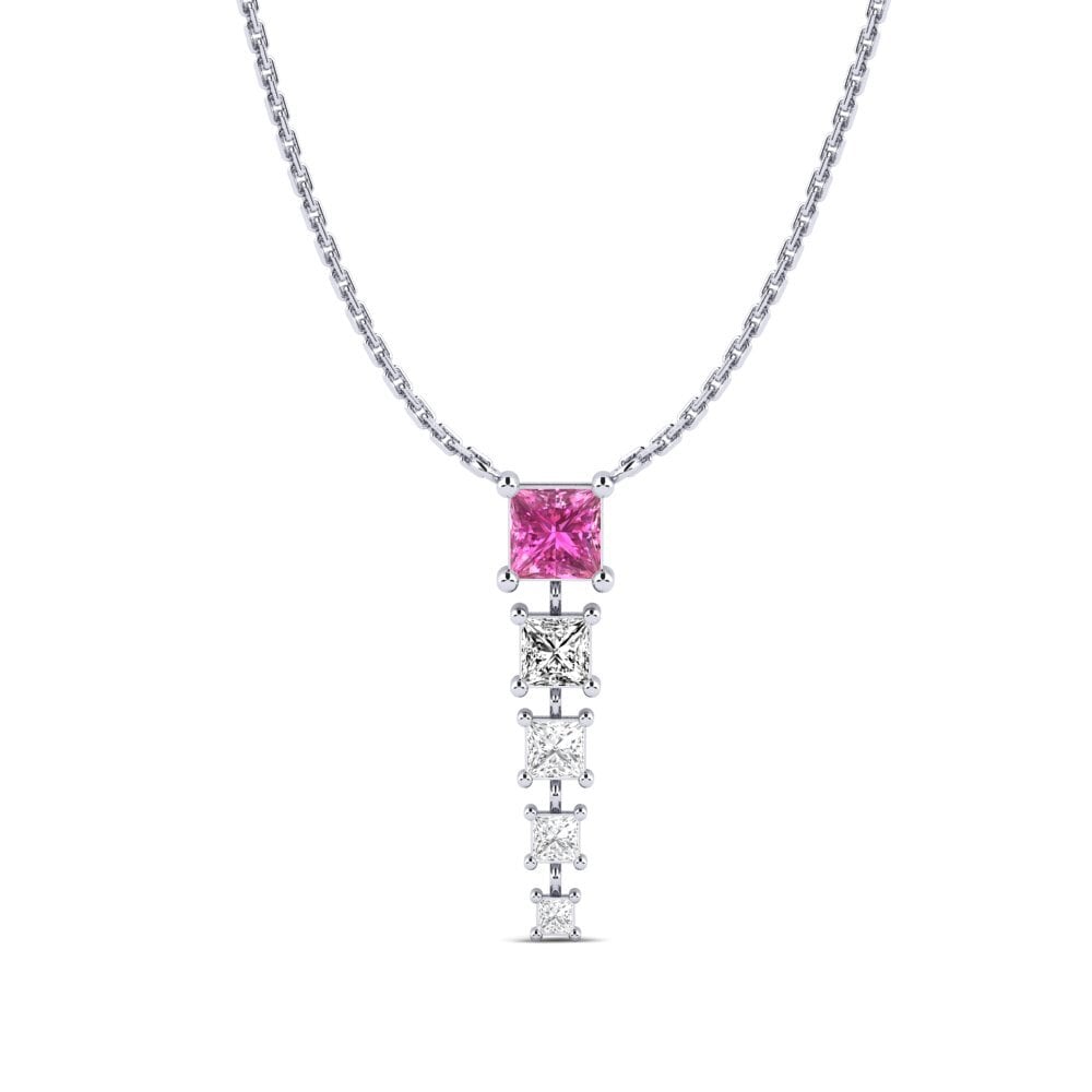 Plata 925 Topacio Rosa Collar de Mujer Zhaksy