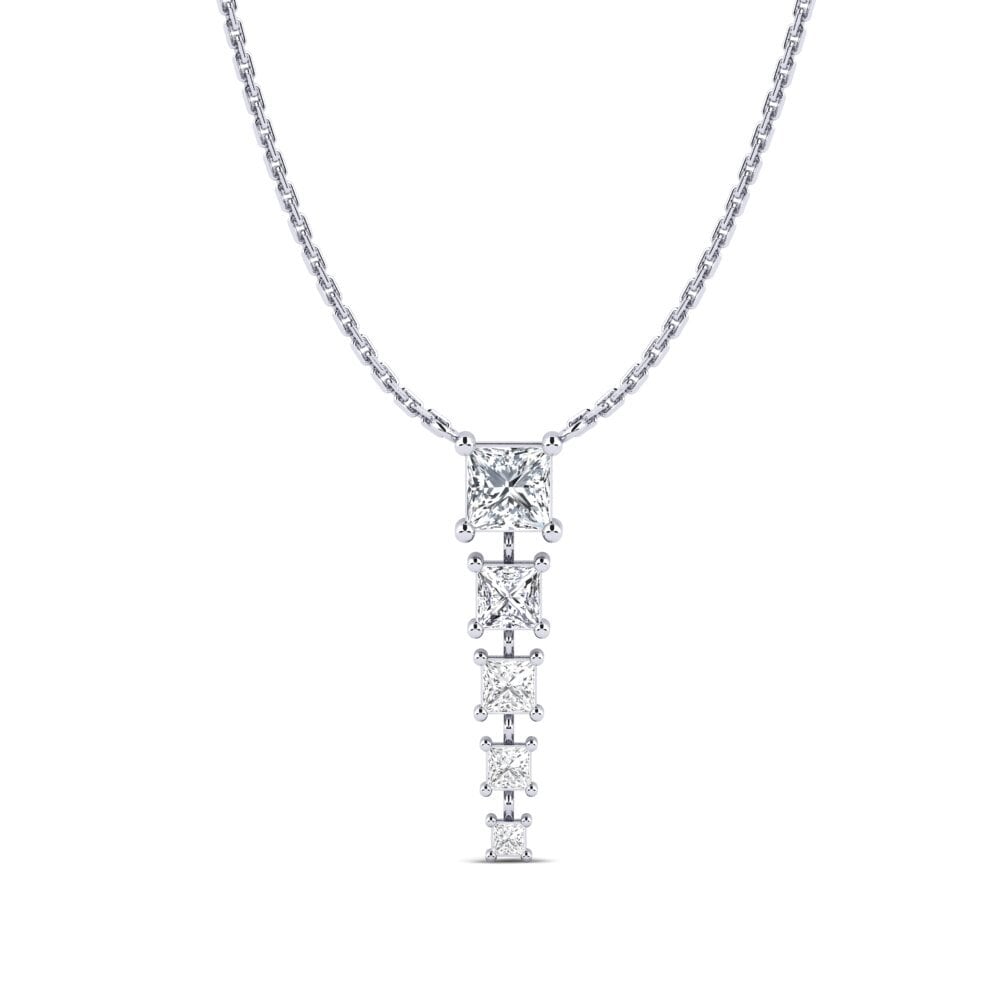 Paladio 950 Circón Blanco Collar de Mujer Zhaksy