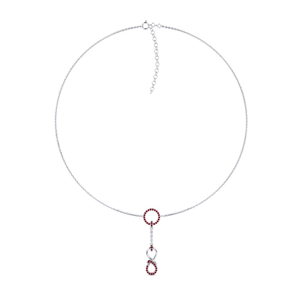 950 Platinum Red Zirconia Women's Choker Necklace Harremana
