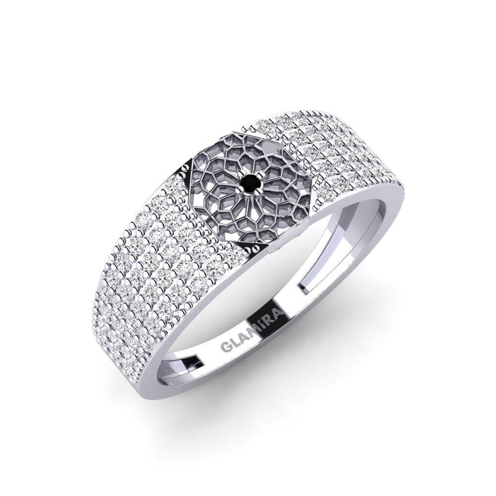 18ct White Gold Black Diamond Ring Adatara
