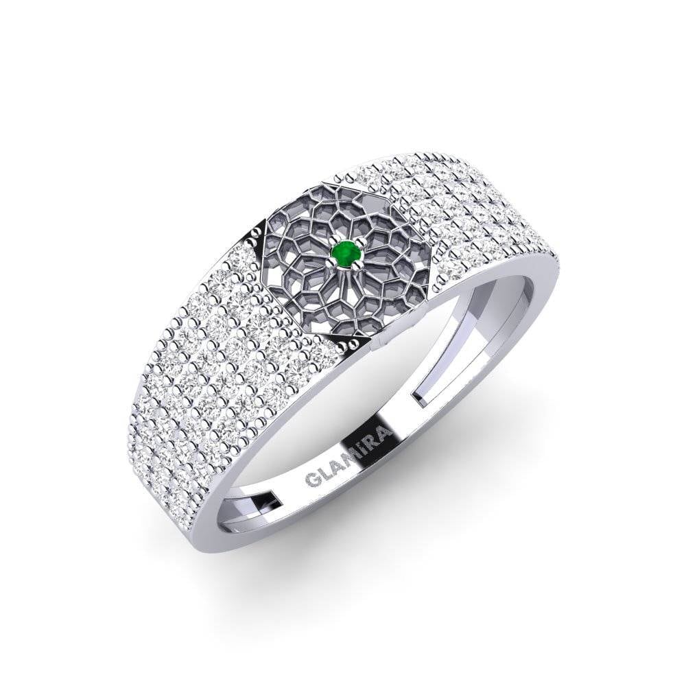 14ct White Gold Emerald Ring Adatara