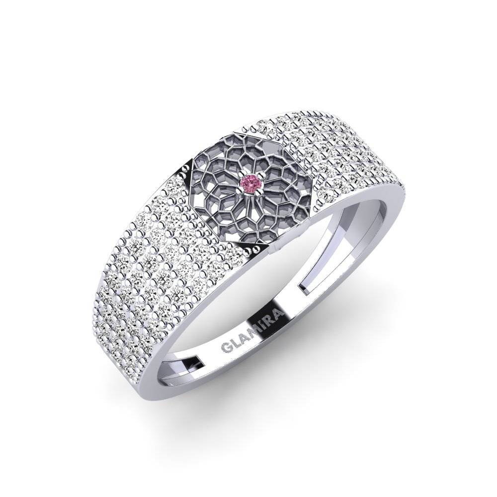 White Silver Rhodolite Garnet Ring Adatara