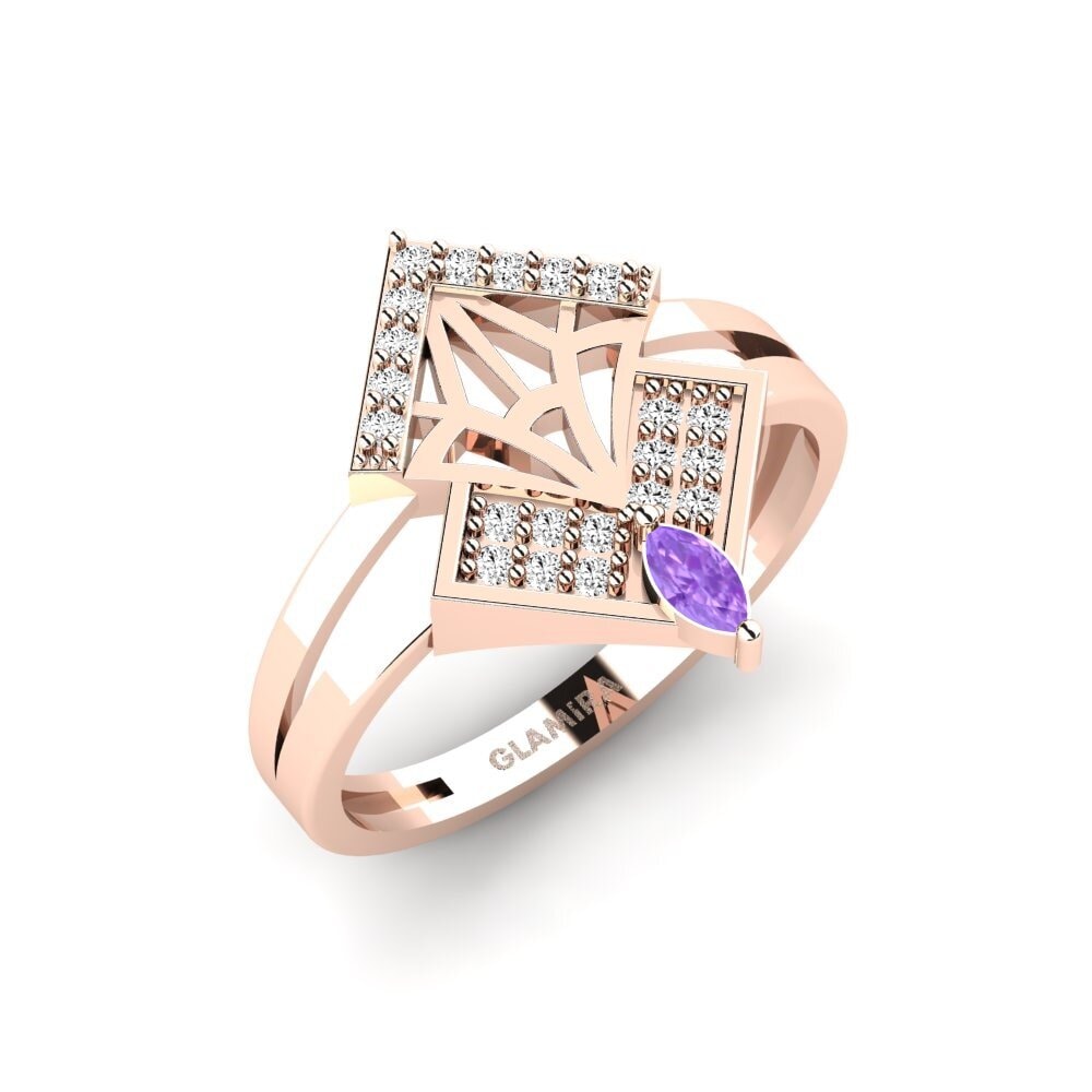 14ct Rose Gold Amethyst Ring Agezzum