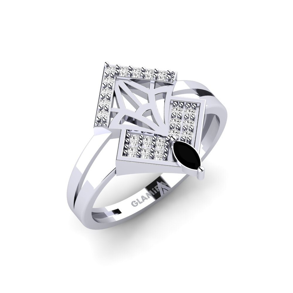 14ct White Gold Black Onyx Ring Agezzum