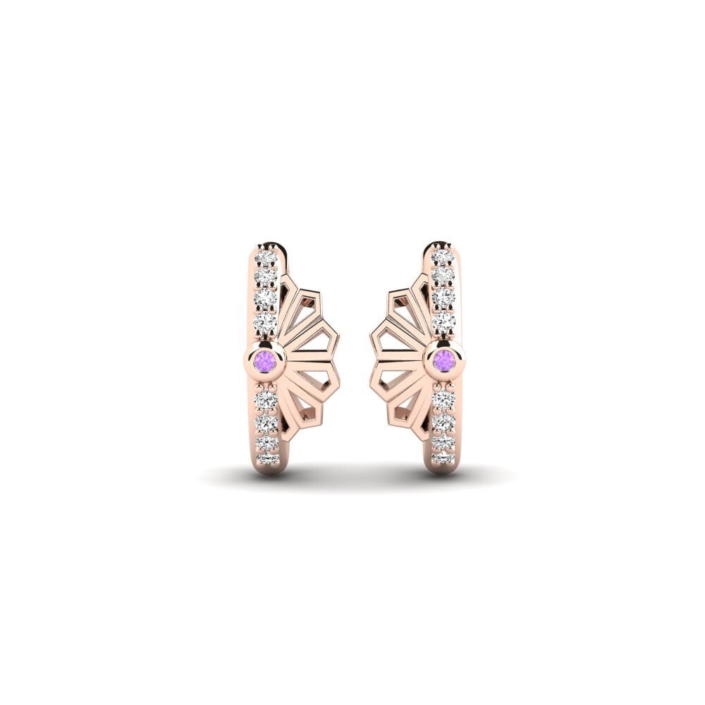 14ct Rose Gold Amethyst Women's Earring Ainodake