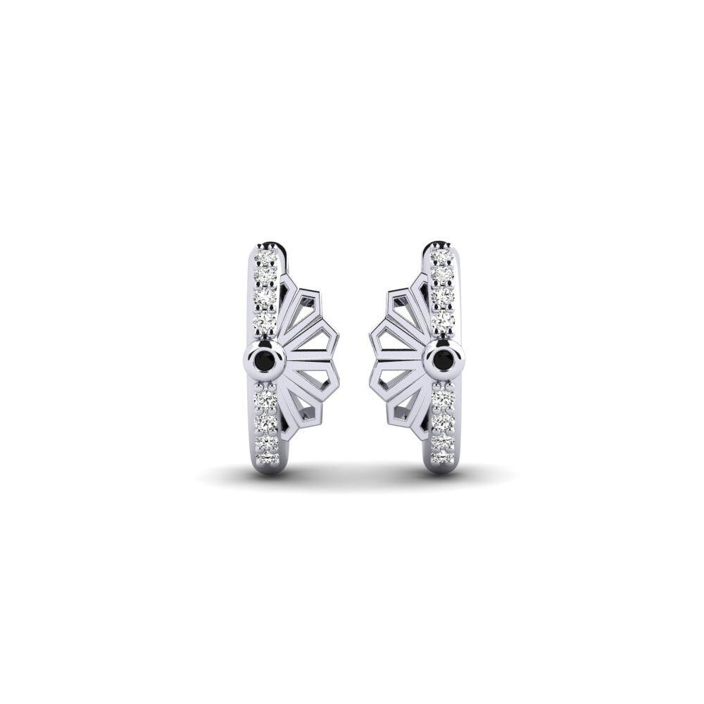 14ct White Gold Black Onyx Women's Earring Ainodake