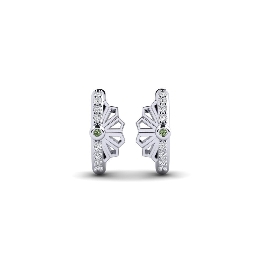 White Silver Green Diamond Women's Earring Ainodake