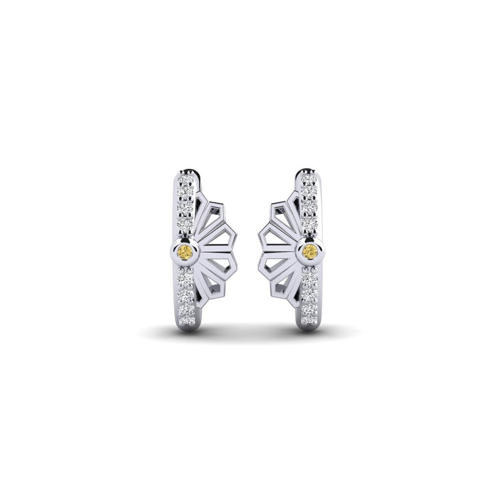 18ct White Gold Yellow Diamond Women's Earring Ainodake