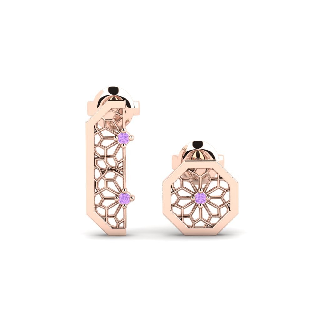 14ct Rose Gold Amethyst Women's Earring Ajisai - SET