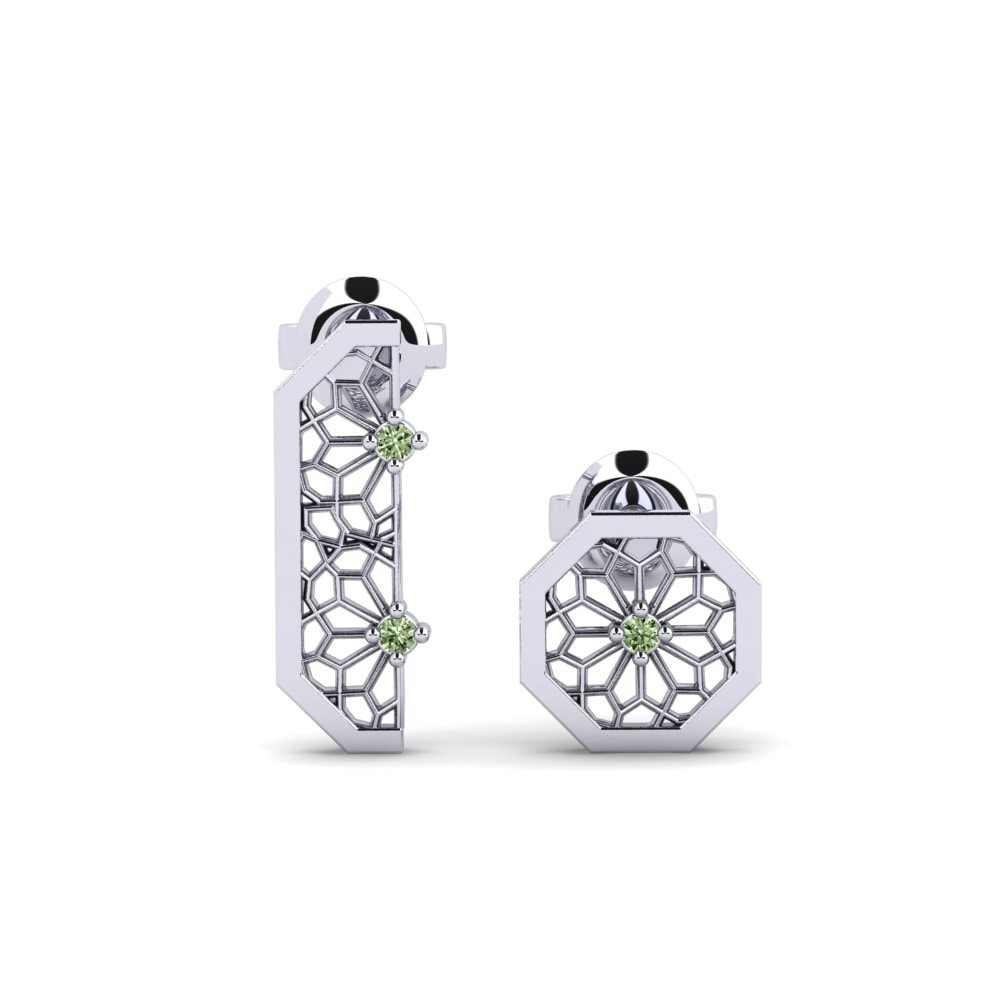 White Silver Green Diamond Women's Earring Ajisai - SET