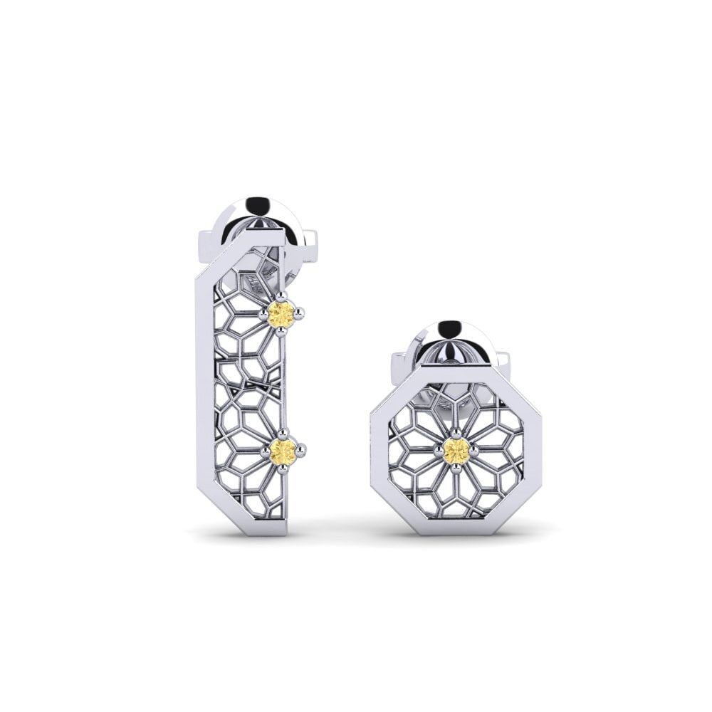 18ct White Gold Yellow Diamond Women's Earring Ajisai - SET