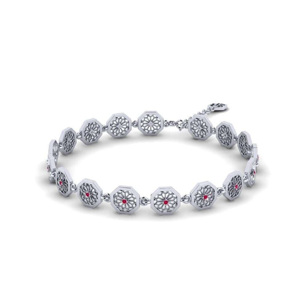 Platine 950 Rubis Bracelet pour femme Akihaba