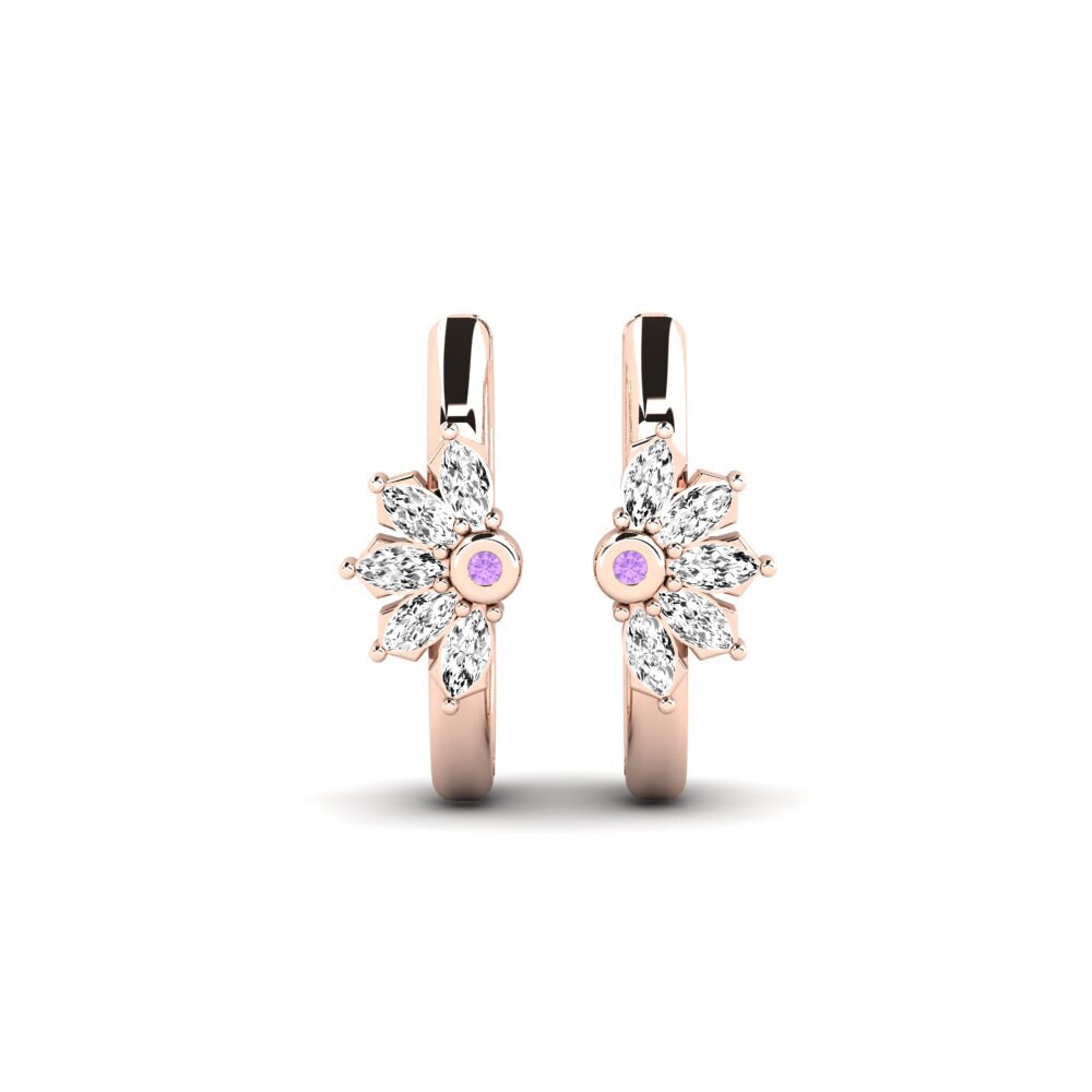 14ct Rose Gold Amethyst Women's Earring Amagiyama