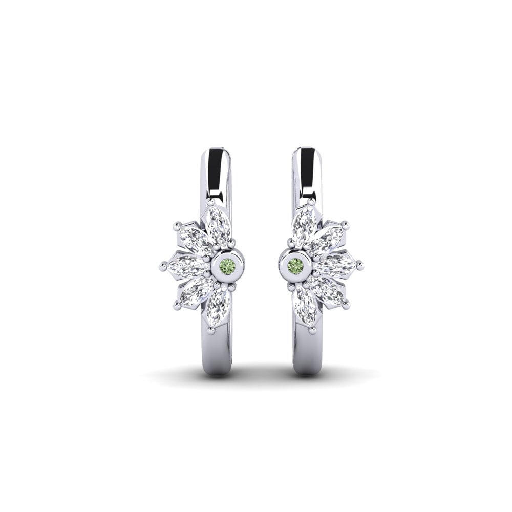 White Silver Green Diamond Women's Earring Amagiyama
