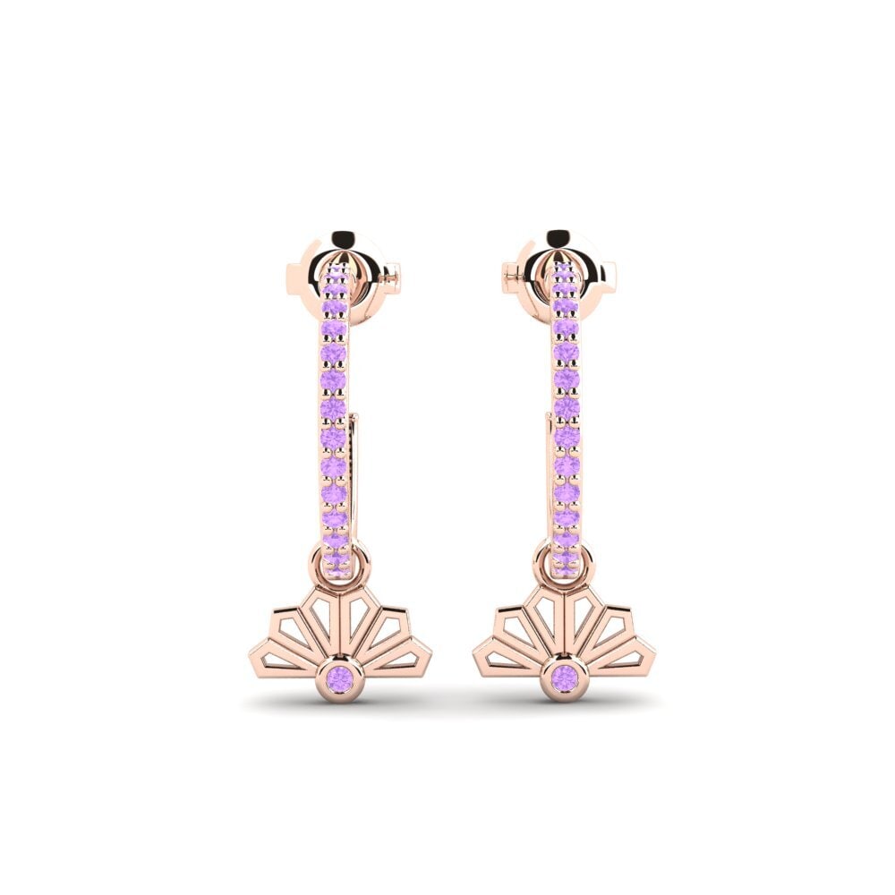 14ct Rose Gold Amethyst Women's Earring Amakazari