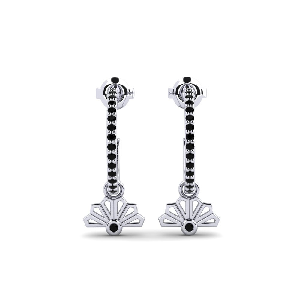 14ct White Gold Black Onyx Women's Earring Amakazari