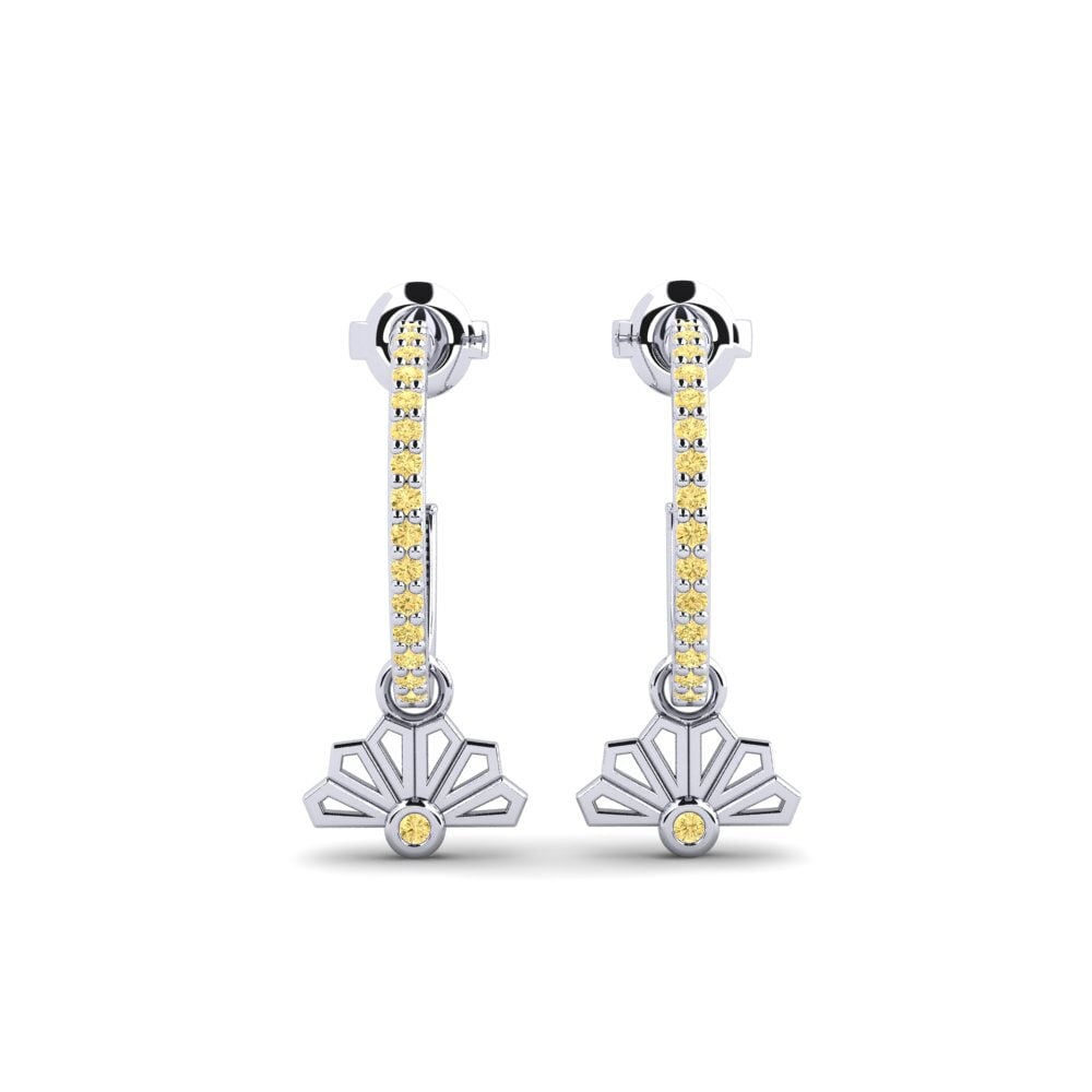 18ct White Gold Yellow Diamond Women's Earring Amakazari