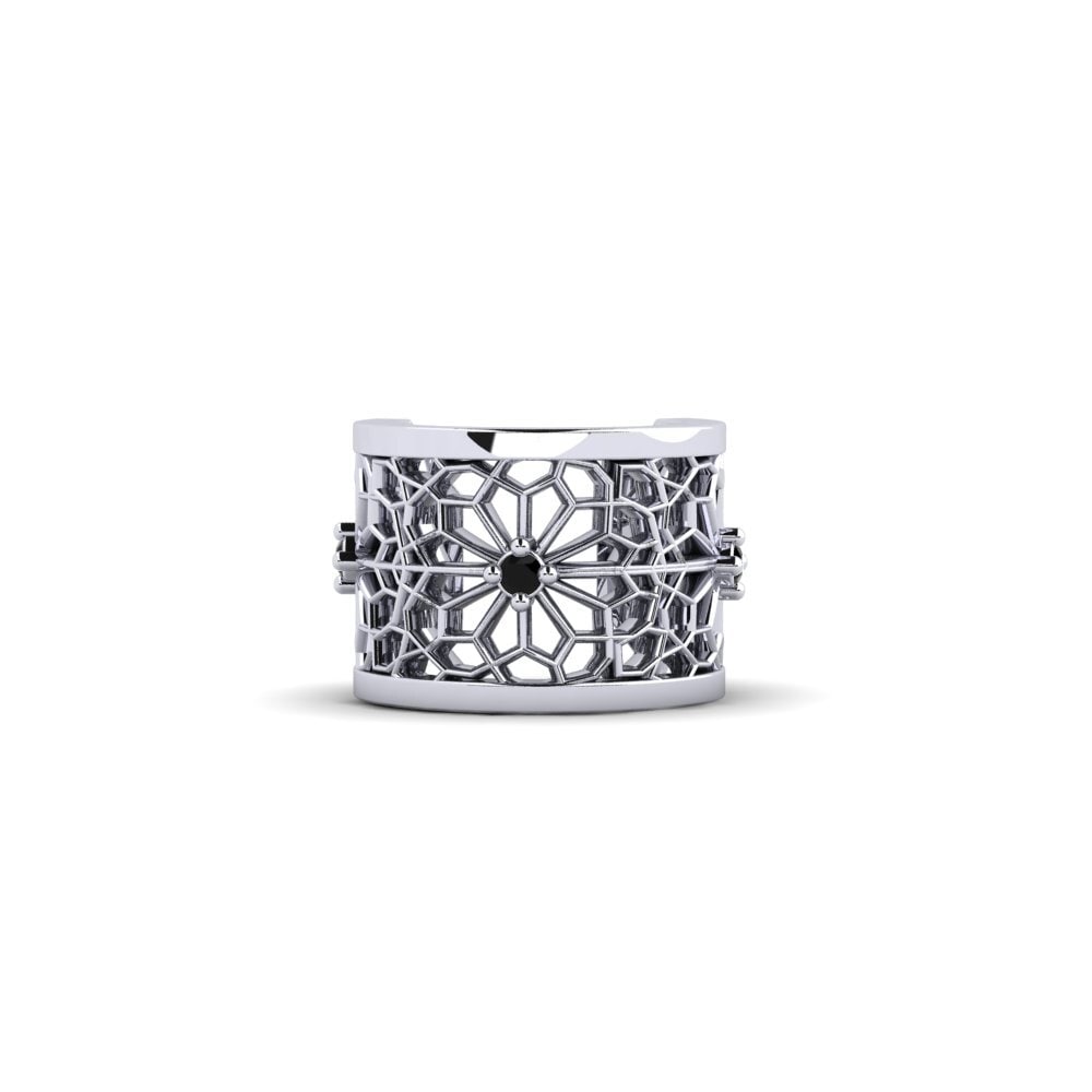 14ct White Gold Black Onyx Women's Earring Asagao