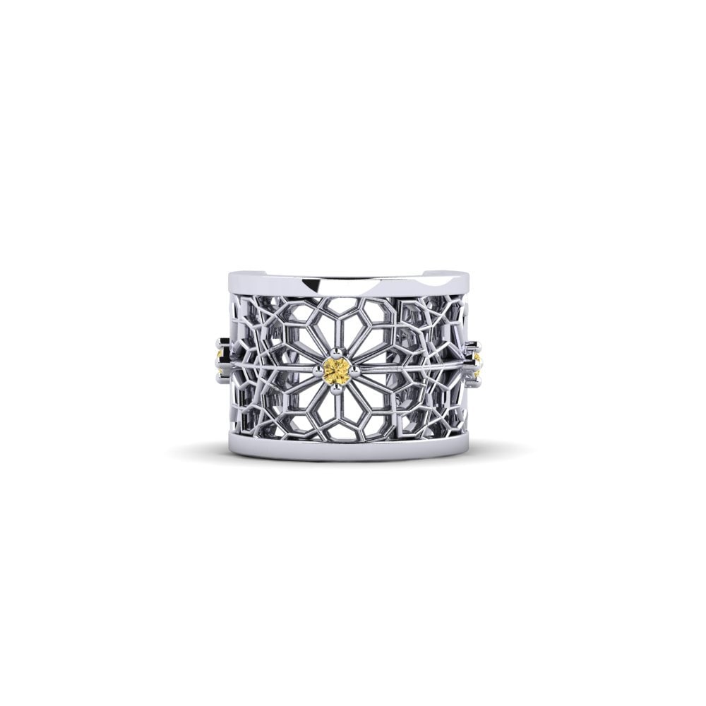 18ct White Gold Yellow Diamond Women's Earring Asagao