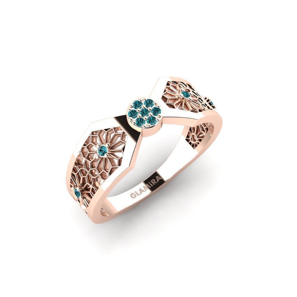 14ct Rose Gold Blue Diamond Ring Asamayama