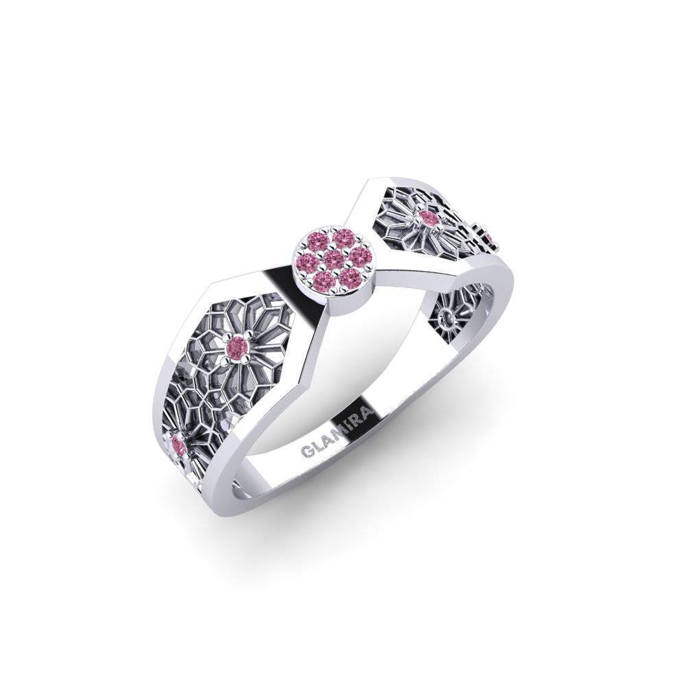 White Silver Rhodolite Garnet Ring Asamayama