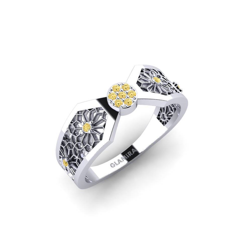 18ct White Gold Yellow Diamond Ring Asamayama