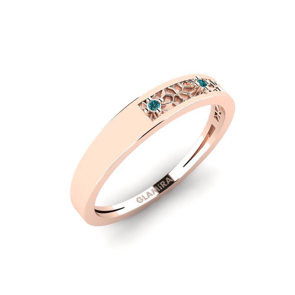 14ct Rose Gold Blue Diamond Ring Azumaya