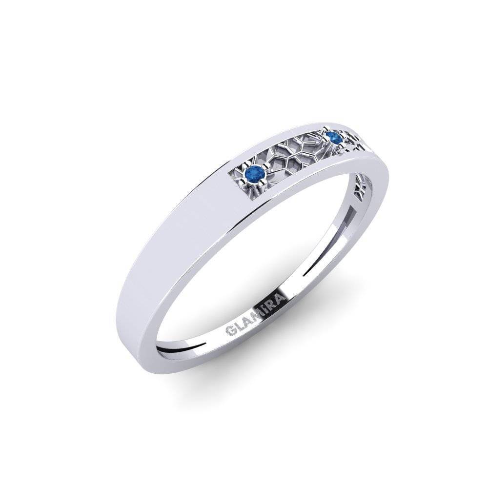 White Silver Dark Blue Zirconia Ring Azumaya