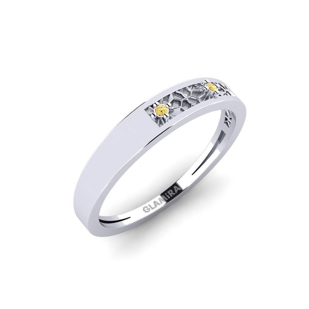 18ct White Gold Yellow Diamond Ring Azumaya