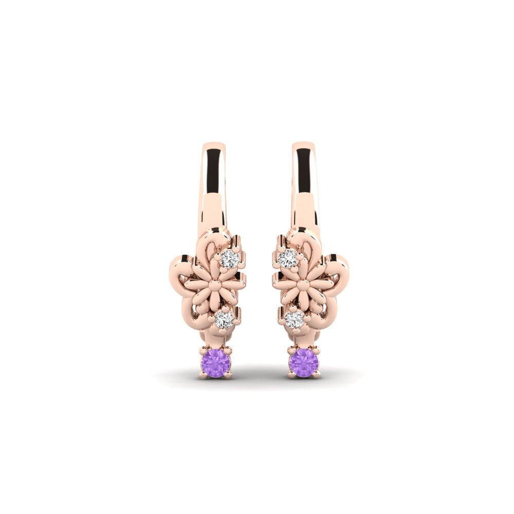 14ct Rose Gold Amethyst Women's Earring Bagares