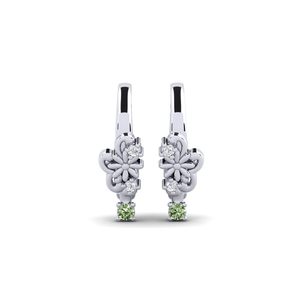 White Silver Green Diamond Women's Earring Bagares