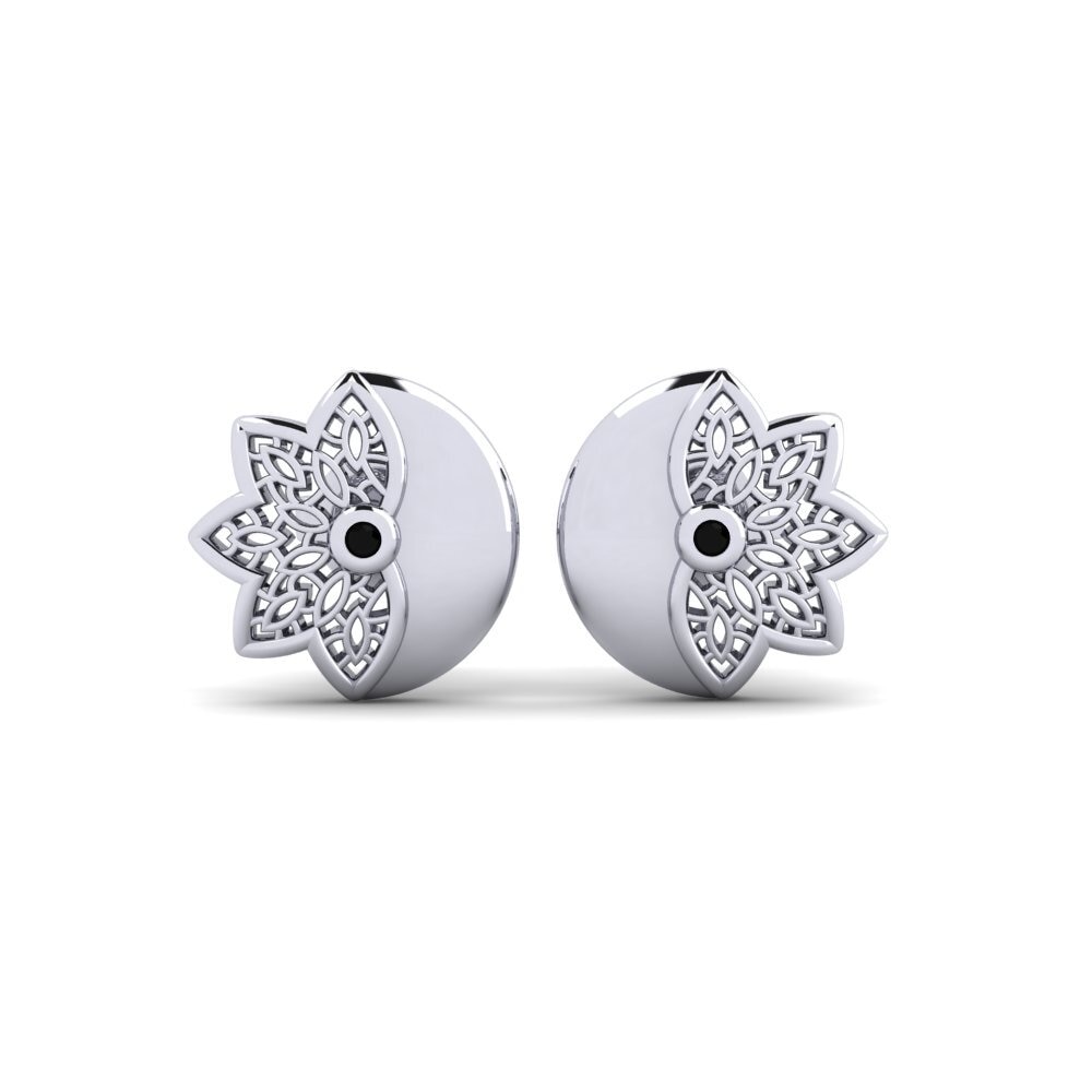 14ct White Gold Black Onyx Women's Earring Bellmansgatan