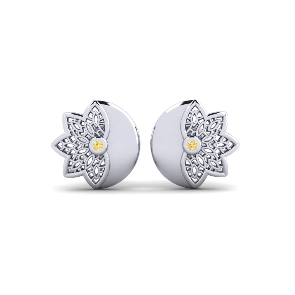 18ct White Gold Yellow Diamond Women's Earring Bellmansgatan