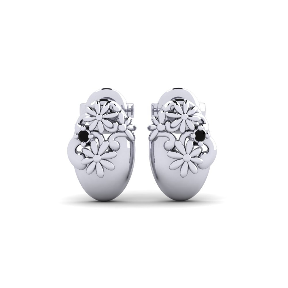 14ct White Gold Black Onyx Women's Earring Bergsundsgatvc
