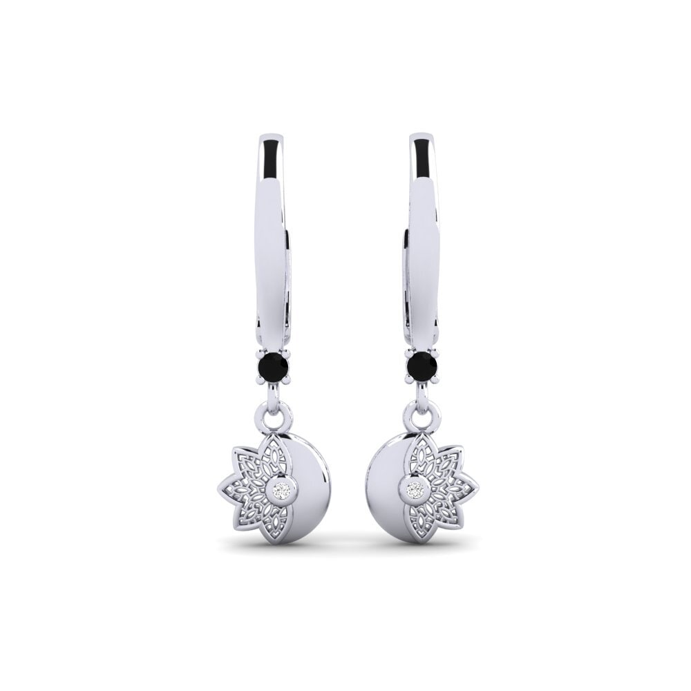 14ct White Gold Black Onyx Women's Earring Blecktornsgrand