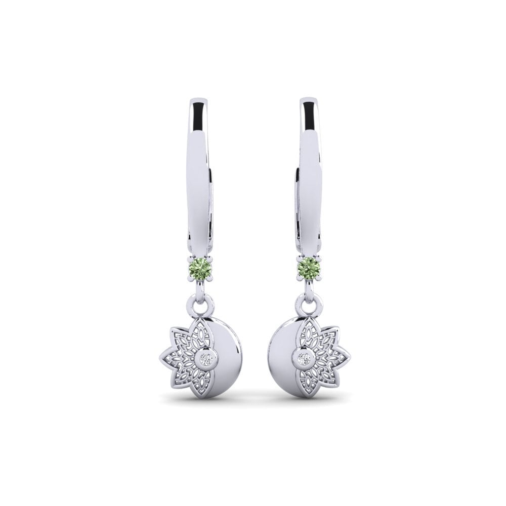 White Silver Green Diamond Women's Earring Blecktornsgrand