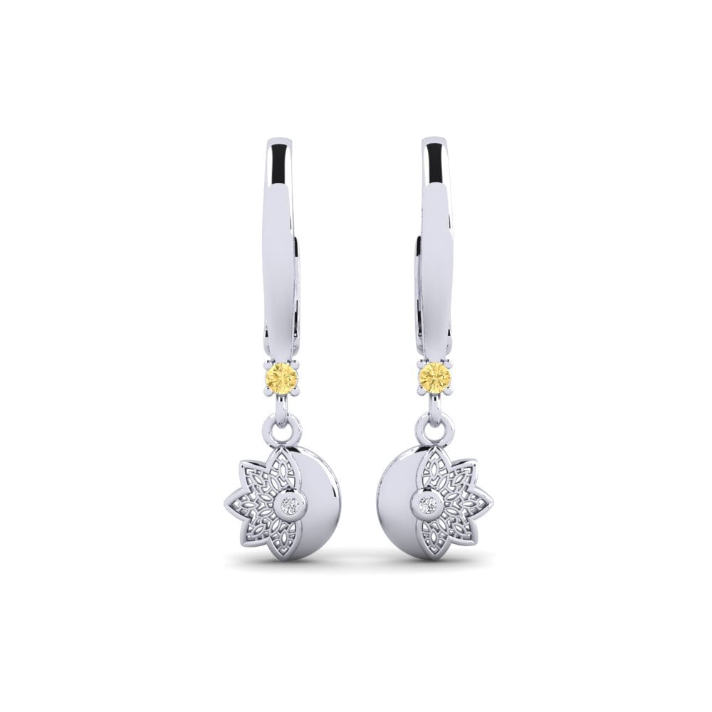 18ct White Gold Yellow Diamond Women's Earring Blecktornsgrand