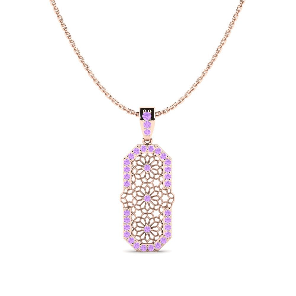 14ct Rose Gold Amethyst Women's Pendant Bormio