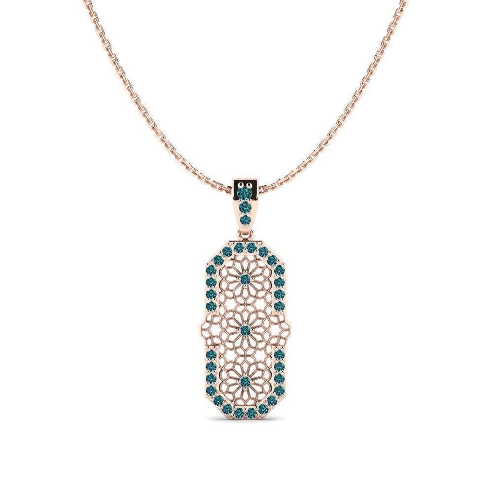 14ct Rose Gold Blue Diamond Women's Pendant Bormio