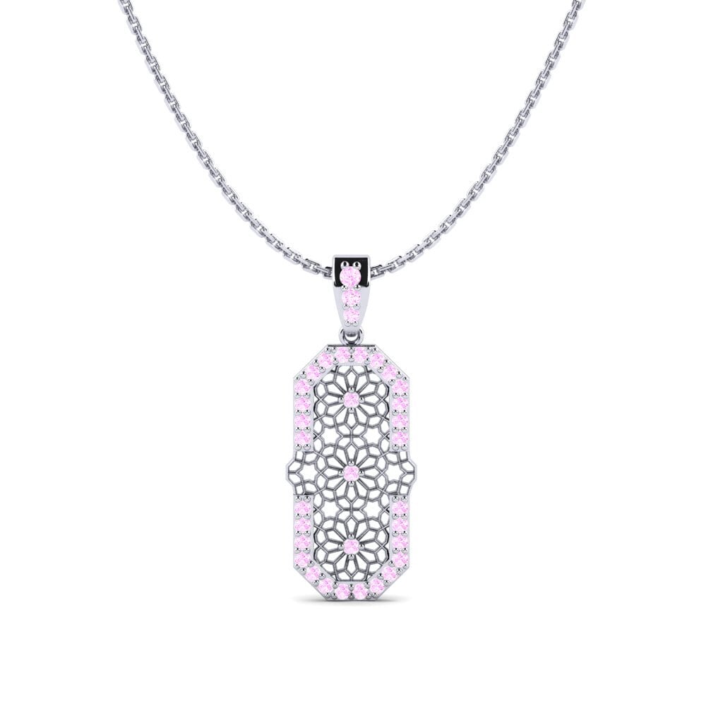 14ct White Gold Pink Sapphire Women's Pendant Bormio