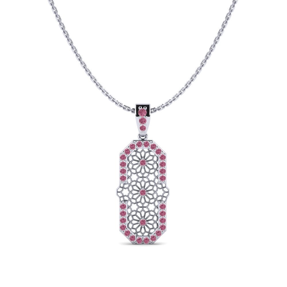 White Silver Rhodolite Garnet Women's Pendant Bormio