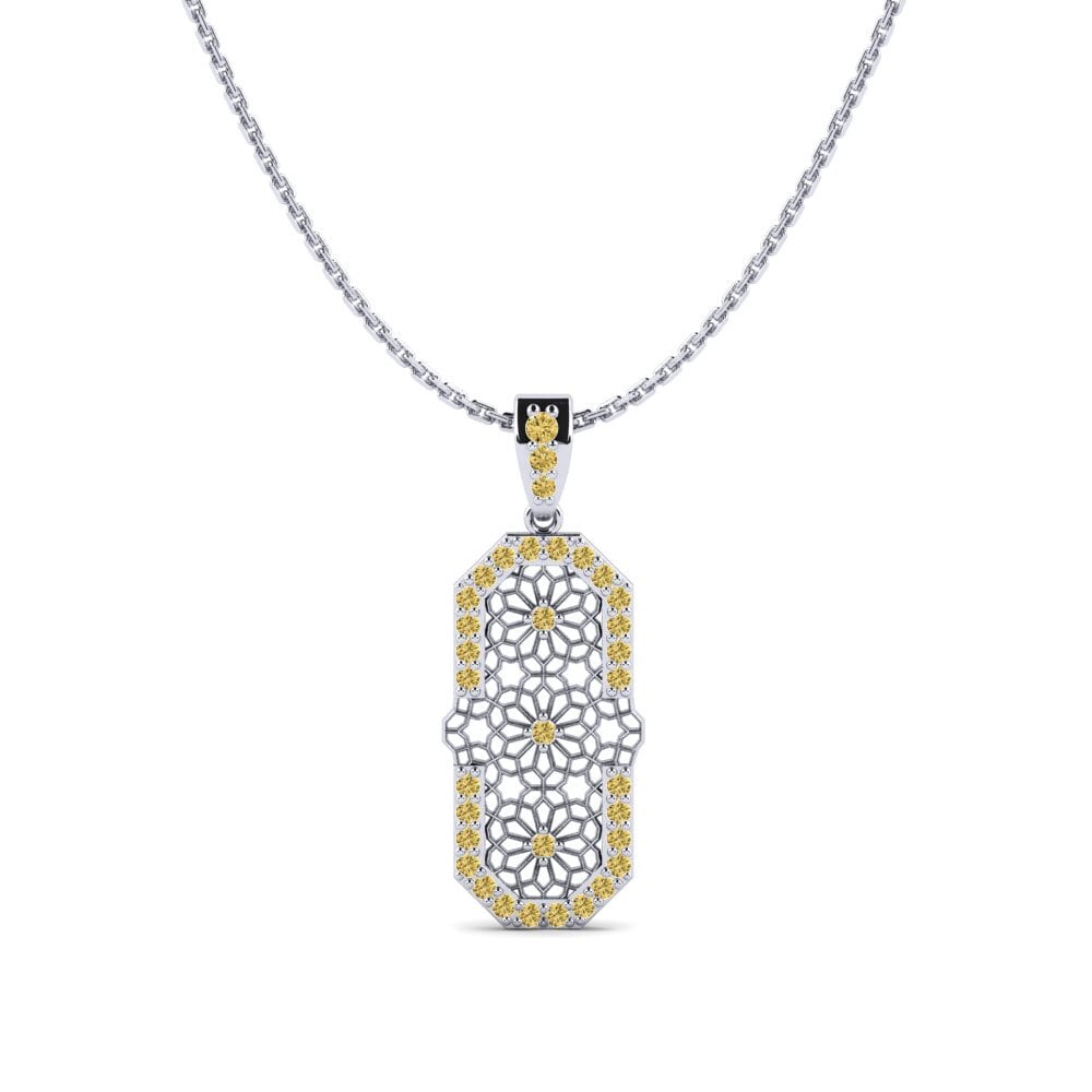 18ct White Gold Yellow Diamond Women's Pendant Bormio