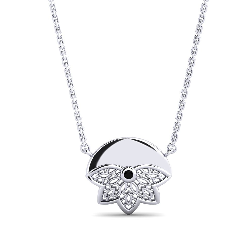 14ct White Gold Black Onyx Women's Necklace Fleminggatan